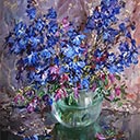 Delphiniums with Indian Brocade