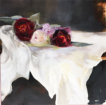 Peonies With White Cloth