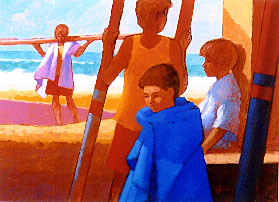 Ocean Beach - Boy in Blue Towel