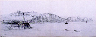 Dover, View of Harbour Entrance, Town and Castle from the Sea