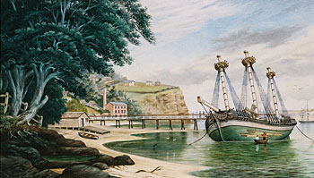 Point Britomart from Official Bay, Auckland Circa 1864