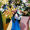 Flowers in a Blue Vase