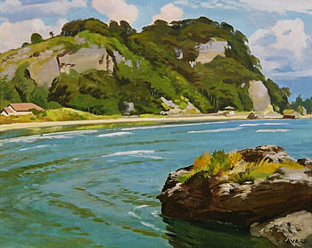 Coastal Scene with Baches
