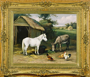 Farmyard with Horses & Chickens