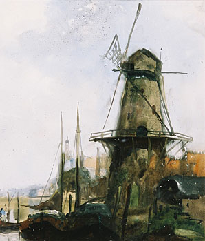 Dutch Scene with Windmill