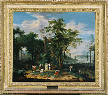 An Offering in a Landscape with Classical Temple & Figures