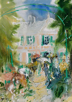 Waiting in the Spring Rain - Giverney