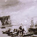 Study for H.M.S. Erebus and Terror with Native Craft in New Zealand c. 1847