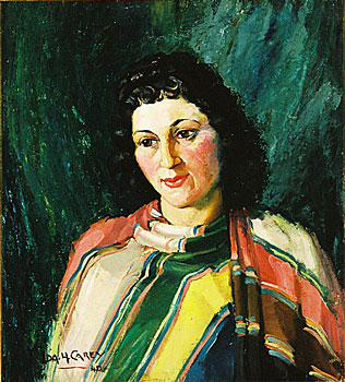 Woman In Striped Shawl