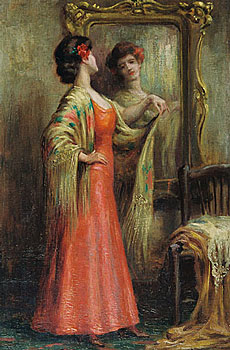 A Lady at Her Mirror