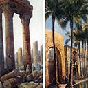 Temple Ruins and Nile River Scene (a pair)