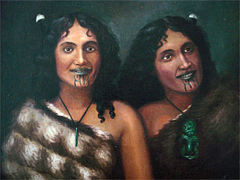 Two Maori Girls with Moko