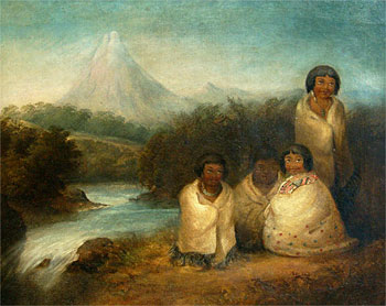 E Rangi and E Tohi, Girls of Port    Nicholson, with Kito, an Old Woman of   Tiakiwai and an Unknown Figure
