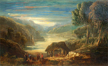Anglo Indian Native Dwelling with British Red Coats & Settlers Circa 1830