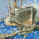The Landing of Troops from H M T River Clyde at Sedd-elBahr Gallipoli April 25 1915