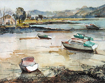 Tidal Estuary with Boats