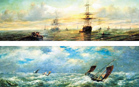 Choppy Seas & Shipping Scene - A Pair