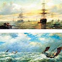 Choppy Seas & Shipping Scene - A Pair