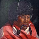 Maori Woman with Pipe and Moko