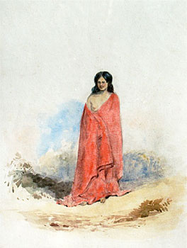 Maori Girl in Red Cloak - Circa 1850