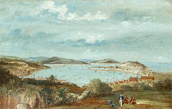 Colonial View with Ships and Settlers