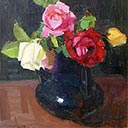 Roses in a Black Vase