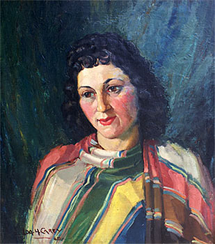Woman in Striped Shawl