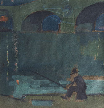Man Fishing by Night