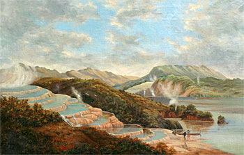 View of Lake Rotomahana with Pink and White Terraces