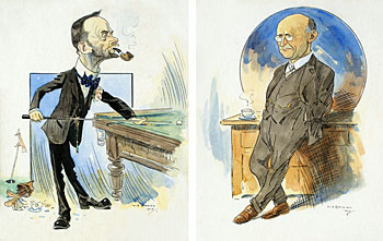 Caricature Studies - A Pair. Campbell Thompson & P.O. Clark