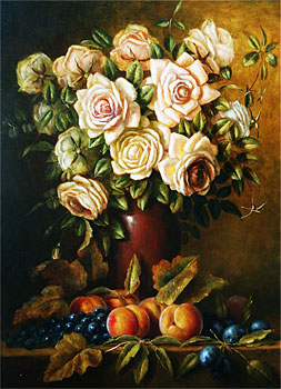 Still Life Roses and Fruit