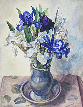Blue and White Irises