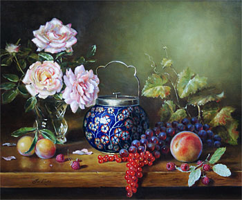 Still Life with Roses & Grapes