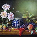 Still Life with Roses & Grapes