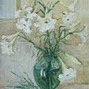 Flowers in a Green Vase