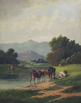 Cattle Resting by a Stream