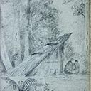 Two Figures by Maori Hut - another study verso