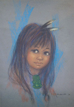 Maori Girl with Tiki