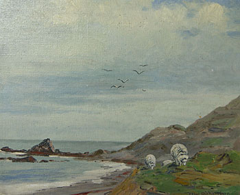 Coastal Scene with Sheep