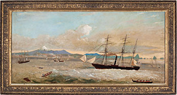 New Plymouth Under Siege - Troops being Ferried Ashore, New Plymouth, 1860