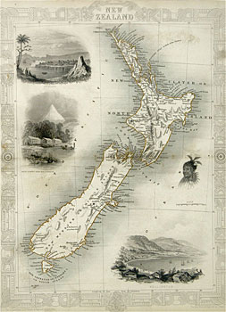 New Zealand from The Illustrations by H. Warren & Engraved by J.B. Allen. The Map Drawn & Engraved by J. Rapkin.