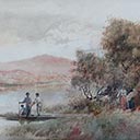 Waikato River Scene with Figures