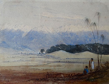 Two Maori overlooking South Island Landscape