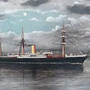 SS Rimutika Passing the Eddystone (Moonlight)