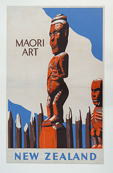 Maori Art New Zealand - Travel Poster for National Publicity Studios