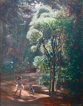 Girl Skipping Through Forest