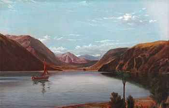 South Island Lake Scene with a Sail Boat