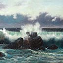 Waves Breaking on Rocky Coast