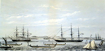 View of Auckland Harbour, New Zealand, 1862