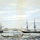 View of Auckland Harbour, New Zealand, 1862